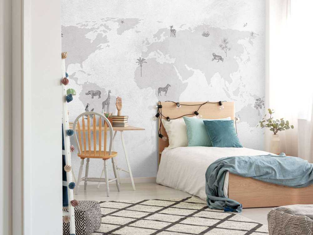 Verdenskart skisse grå